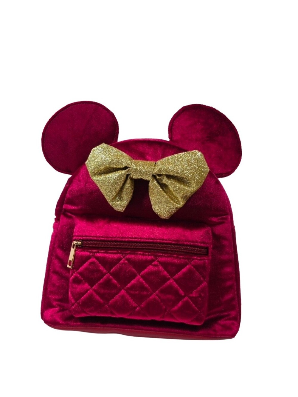 Disney Bioworld Minnie Mouse Quilted Velvet Mini Backpack Nwt